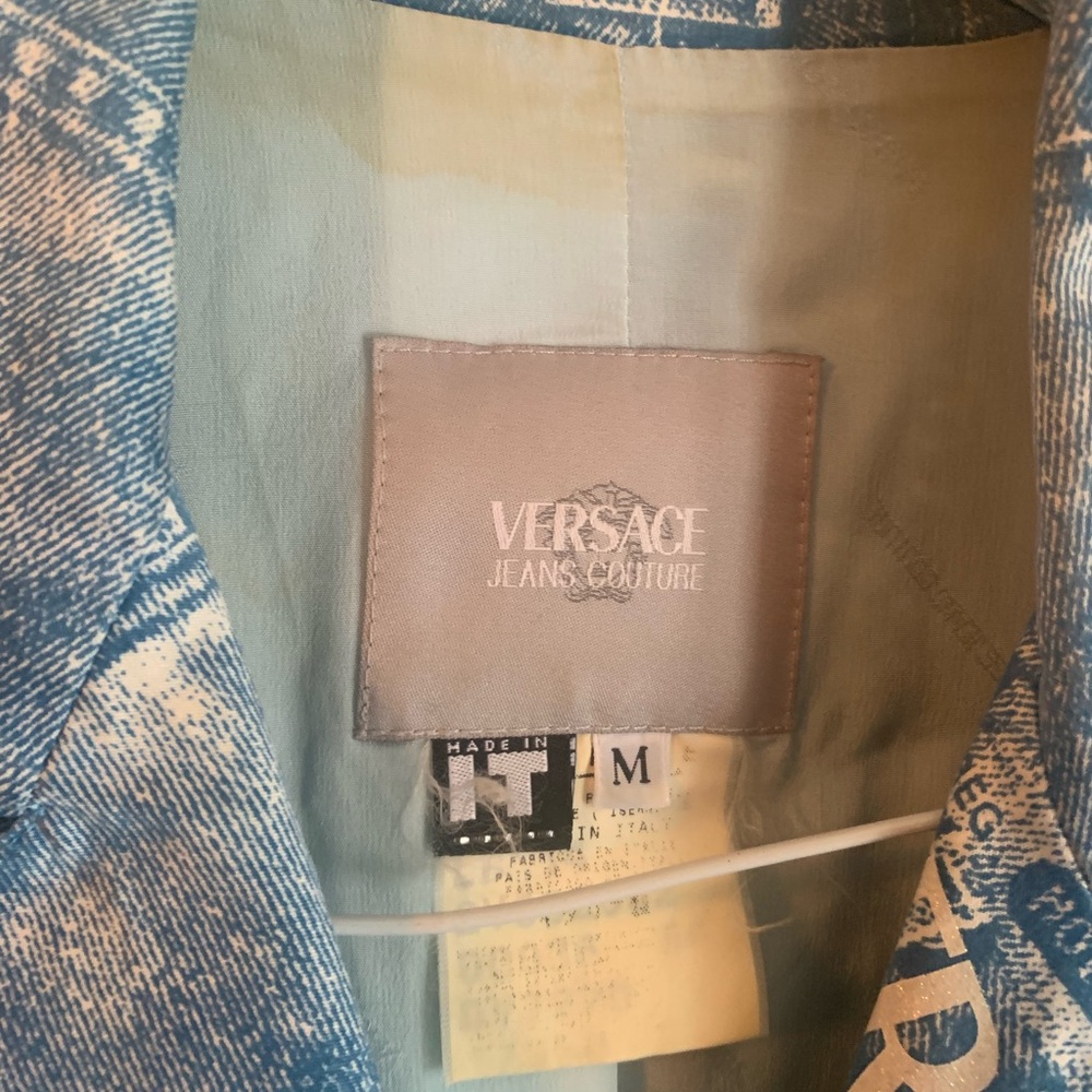 Versace Jeans Couture denim print biker jacket size M - Picture 4 of 8